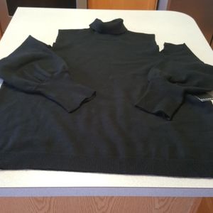 Black Turtleneck Cold Shoulder Sweater